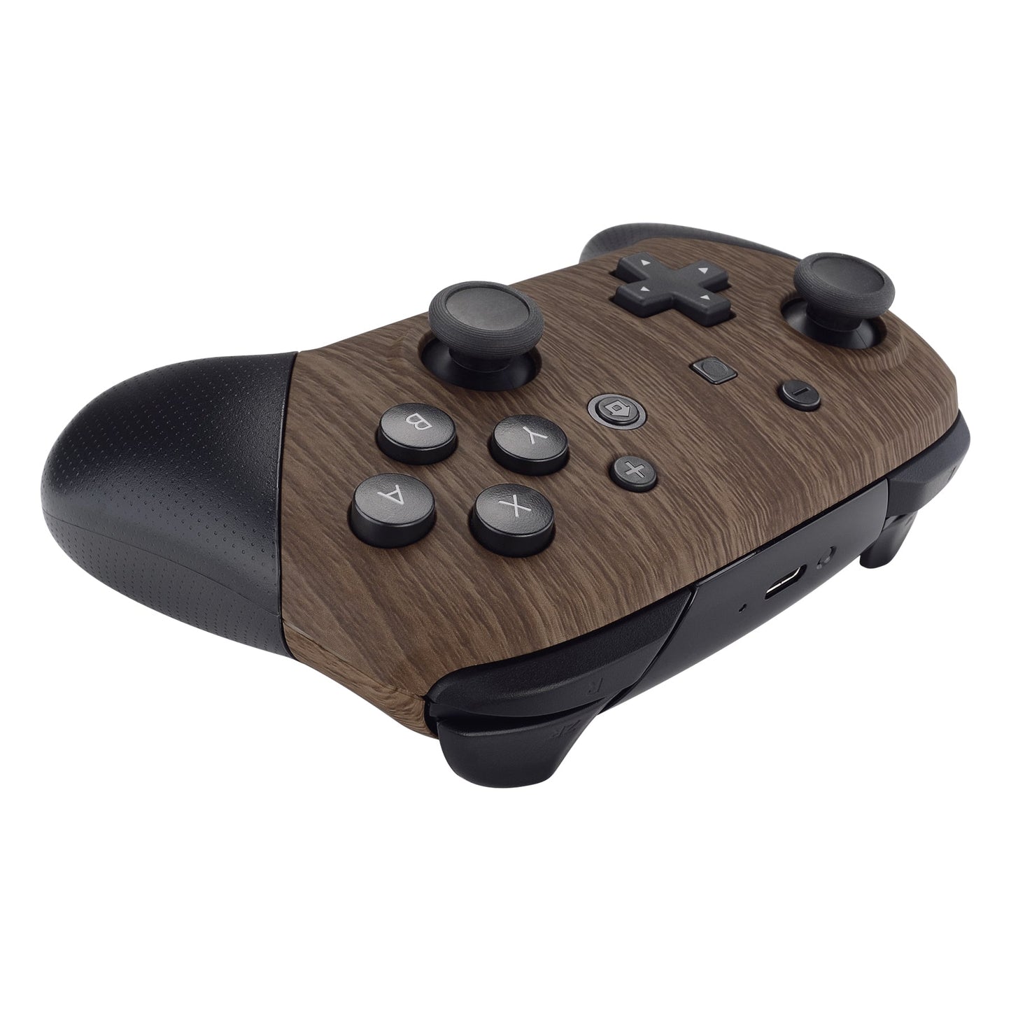 eXtremeRate Retail Wood Grain Patterned Soft Touch Faceplate and Backplate Replacement Shell Housing Case for NS Switch Pro Controller- Controller NOT Included - MRS201