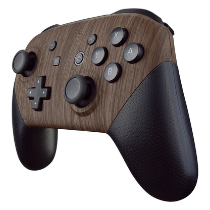 eXtremeRate Retail Wood Grain Patterned Soft Touch Faceplate and Backplate Replacement Shell Housing Case for NS Switch Pro Controller- Controller NOT Included - MRS201