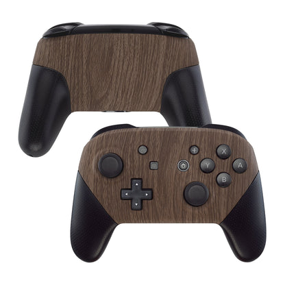 eXtremeRate Retail Wood Grain Patterned Soft Touch Faceplate and Backplate Replacement Shell Housing Case for NS Switch Pro Controller- Controller NOT Included - MRS201