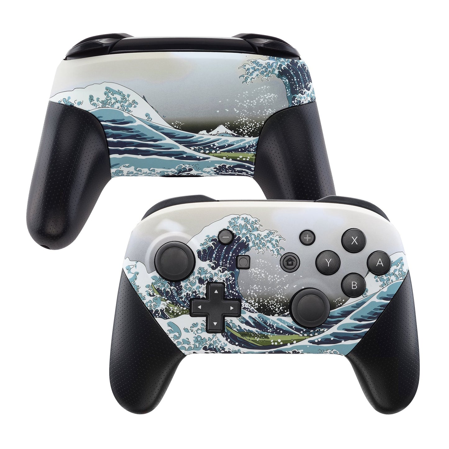 eXtremeRate Retail The Great Wave Patterned Soft Touch Faceplate and Backplate Replacement Shell Housing Case for NS Switch Pro Controller- Controller NOT Included - MRT105