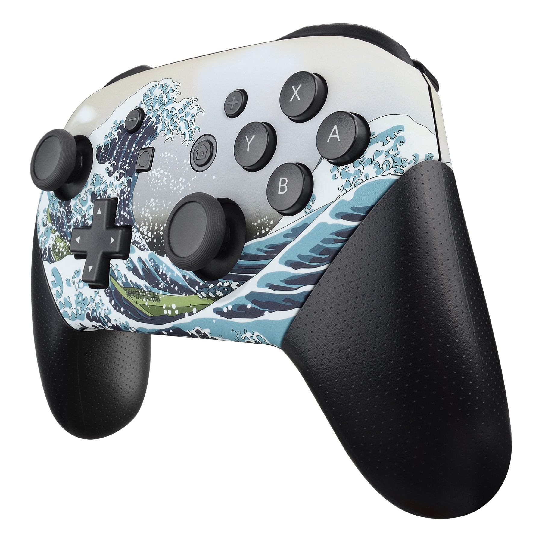 eXtremeRate Retail The Great Wave Patterned Soft Touch Faceplate and Backplate Replacement Shell Housing Case for NS Switch Pro Controller- Controller NOT Included - MRT105