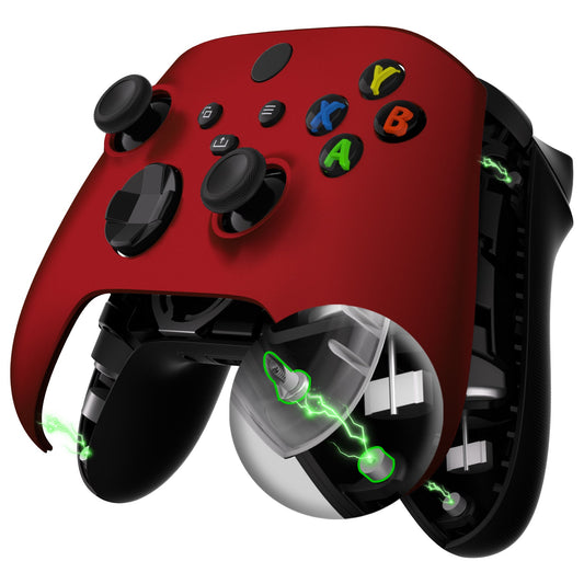 eXtremeRate Retail FaceMag Scarlet Red Magnetic Replacement Front Housing Shell for Xbox Series X & S Controller, DIY Faceplate Cover with Accent Rings for Xbox Core Controller Model 1914 - Controller NOT Included - MX3P3001