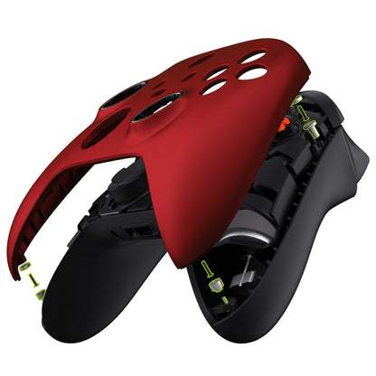 eXtremeRate Retail FaceMag Scarlet Red Magnetic Replacement Front Housing Shell for Xbox Series X & S Controller, DIY Faceplate Cover with Accent Rings for Xbox Core Controller Model 1914 - Controller NOT Included - MX3P3001