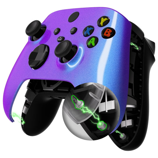 eXtremeRate Retail FaceMag Chameleon Purple Blue Magnetic Replacement Front Housing Shell for Xbox Series X & S Controller, DIY Faceplate Cover for Xbox Core Controller Model 1914 - Controller NOT Included - MX3P3005