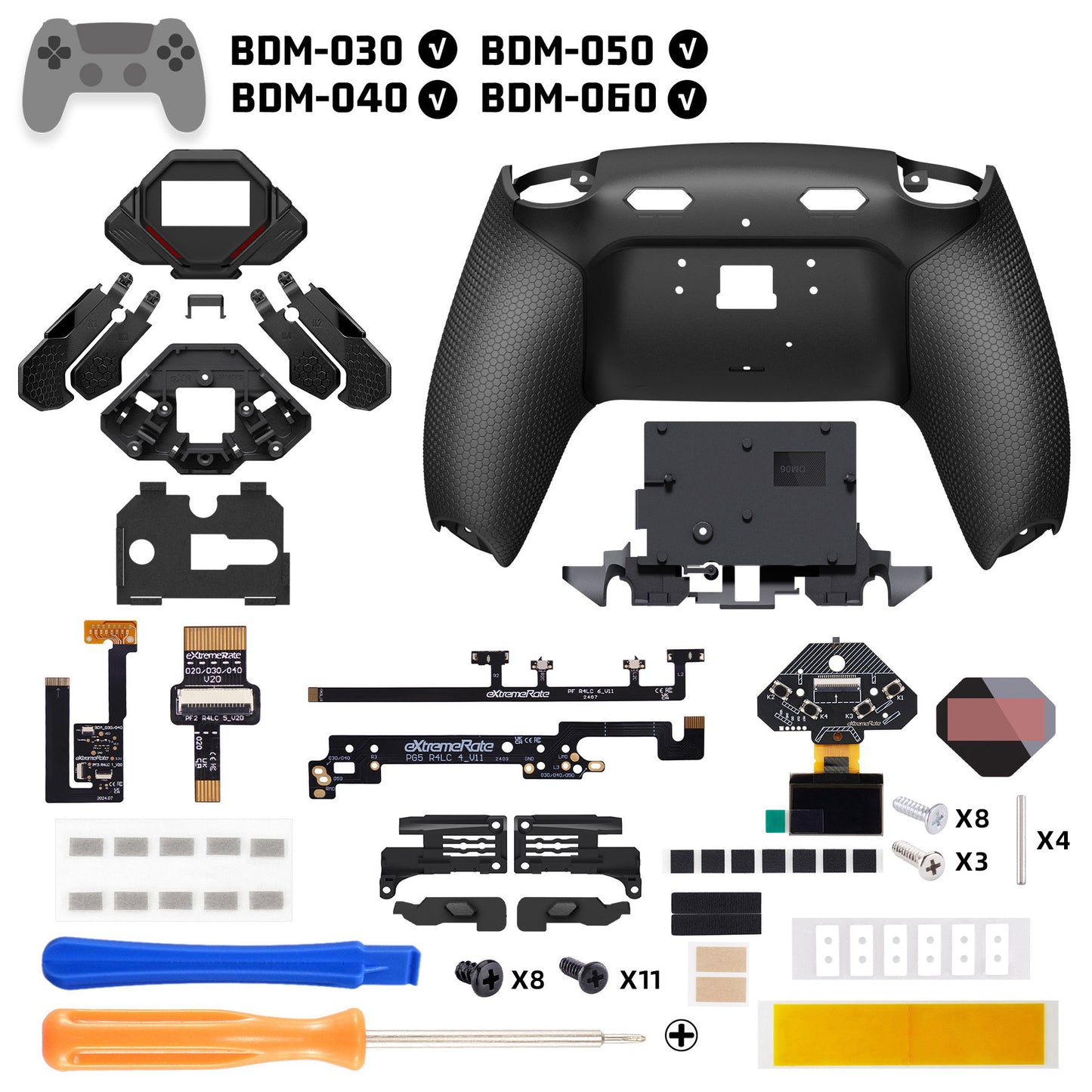 eXtremeRate SPARK Back Paddle Kit for PS5 Controllers BDM-030/040/050/060, with OLED Display, Clicky Trigger Stops, and Ergonomic Grips (Black)