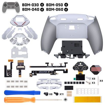 eXtremeRate SPARK Back Paddle Kit for PS5 Controllers BDM-030/040/050/060, with OLED Display, Clicky Trigger Stops, and Ergonomic Grips (White & Gray)