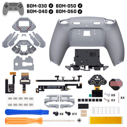 eXtremeRate PS5コントローラーBDM-030/040/050/060対応用SPARK バックパドルキット、OLEDディスプレイ&クリッキートリガーストップ＆エルゴノミックグリップ【グレー&ニューホープグレイ】