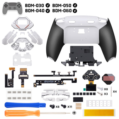 eXtremeRate SPARK Back Paddle Kit for PS5 Controllers BDM-030/040/050/060, with OLED Display, Clicky Trigger Stops, and Ergonomic Grips (White & Black)