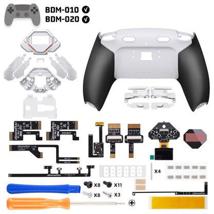 eXtremeRate PS5コントローラーBDM-010/020対応用SPARK バックパドルキット、OLEDディスプレイ&クリッキートリガーストップ＆エルゴノミックグリップ【ホワイト＆ブラック】