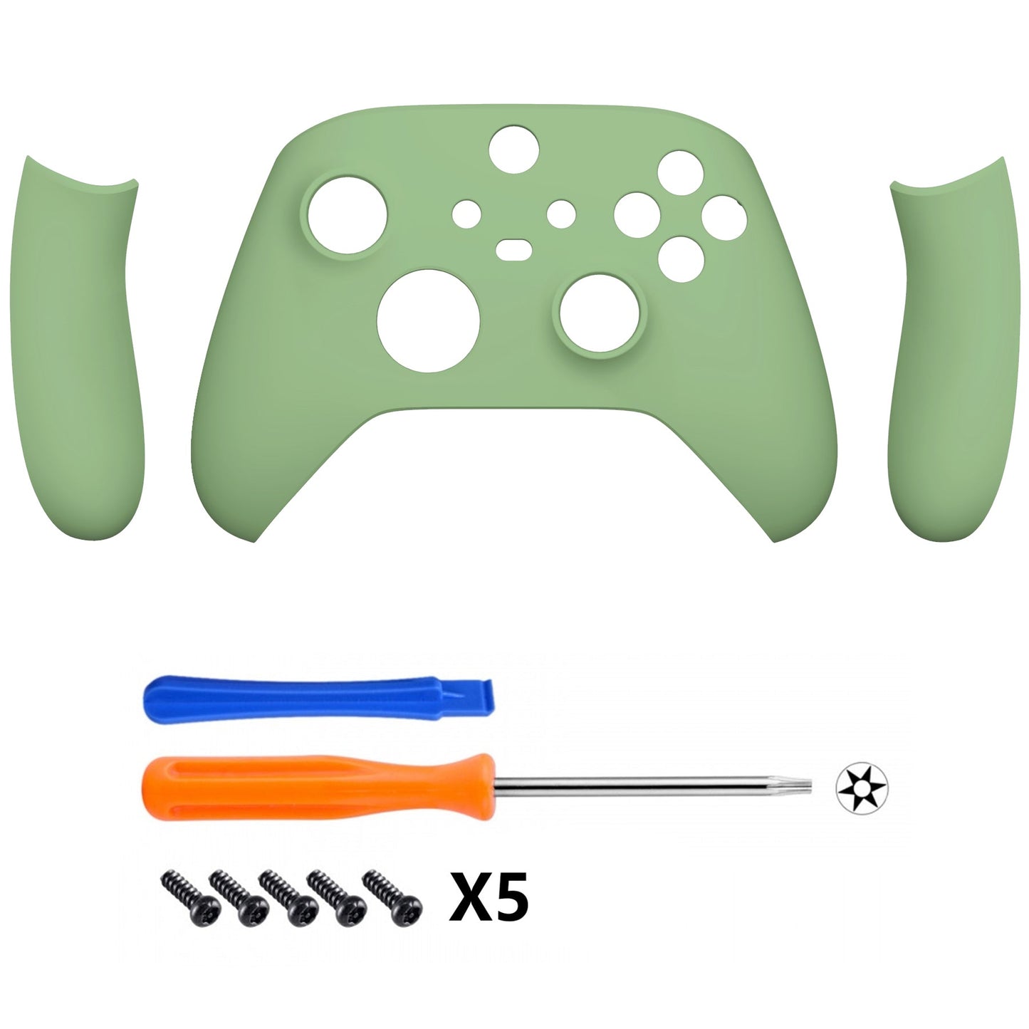 eXtremeRate Retail Soft Touch Matcha Green Replacement Handles Shell for Xbox Series X Controller, Custom Side Rails Panels Front Housing Shell Faceplate for Xbox Series S Controller - Controller NOT Included - ZX3P317