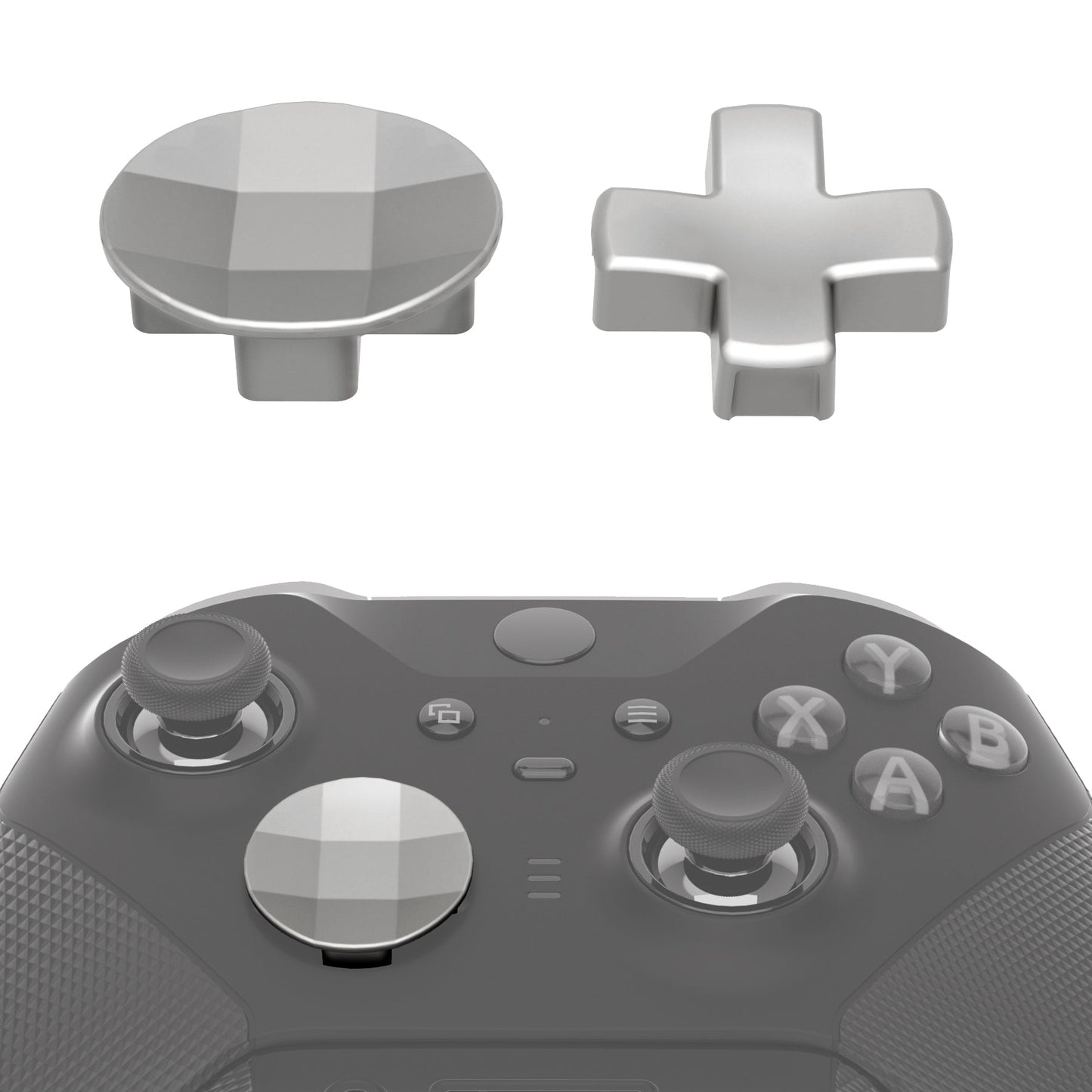 eXtremeRate Retail 2 pcs Metalic Silver Magnetic Stainless Steel D-Pads for Xbox One Elite & Xbox One Elite Series 2 Controller - IL402