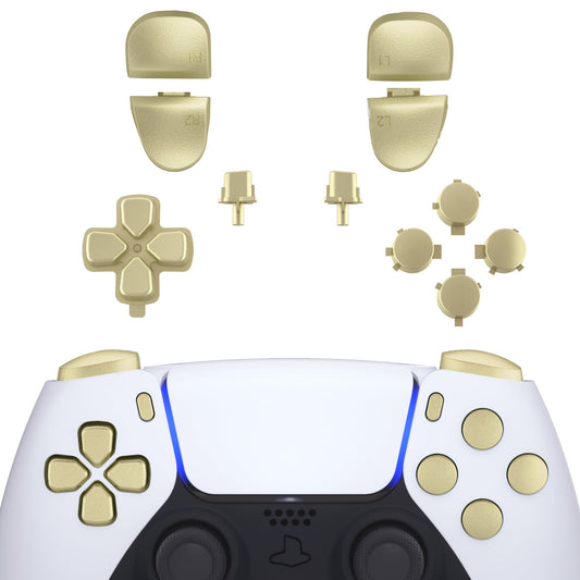 eXtremeRate Retail Replacement D-pad R1 L1 R2 L2 Triggers Share Options Face Buttons, Metallic Champagne Gold Full Set Buttons Compatible with ps5 Controller BDM-030 - JPF1041G3