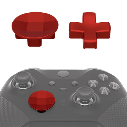 eXtremeRate Retail 2 pcs Metallic Scarlet Red Magnetic Stainless Steel D-Pads for Xbox One Elite & Xbox One Elite Series 2 Controller - IL404