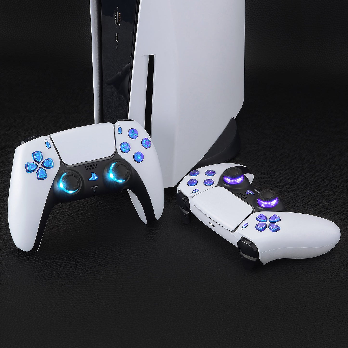 eXtremeRate Retail Multi-Colors Luminated Buttons DTF V3 LED Kit for PS5 Controller BDM-030 - Chameleon Purple Blue