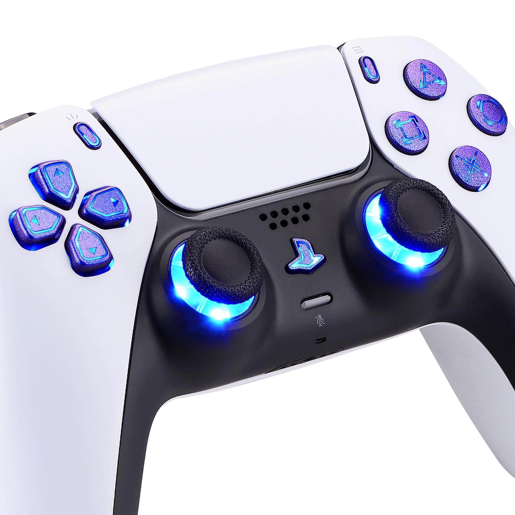 eXtremeRate Retail Multi-Colors Luminated Buttons DTF V3 LED Kit for PS5 Controller BDM-030 - Chameleon Purple Blue