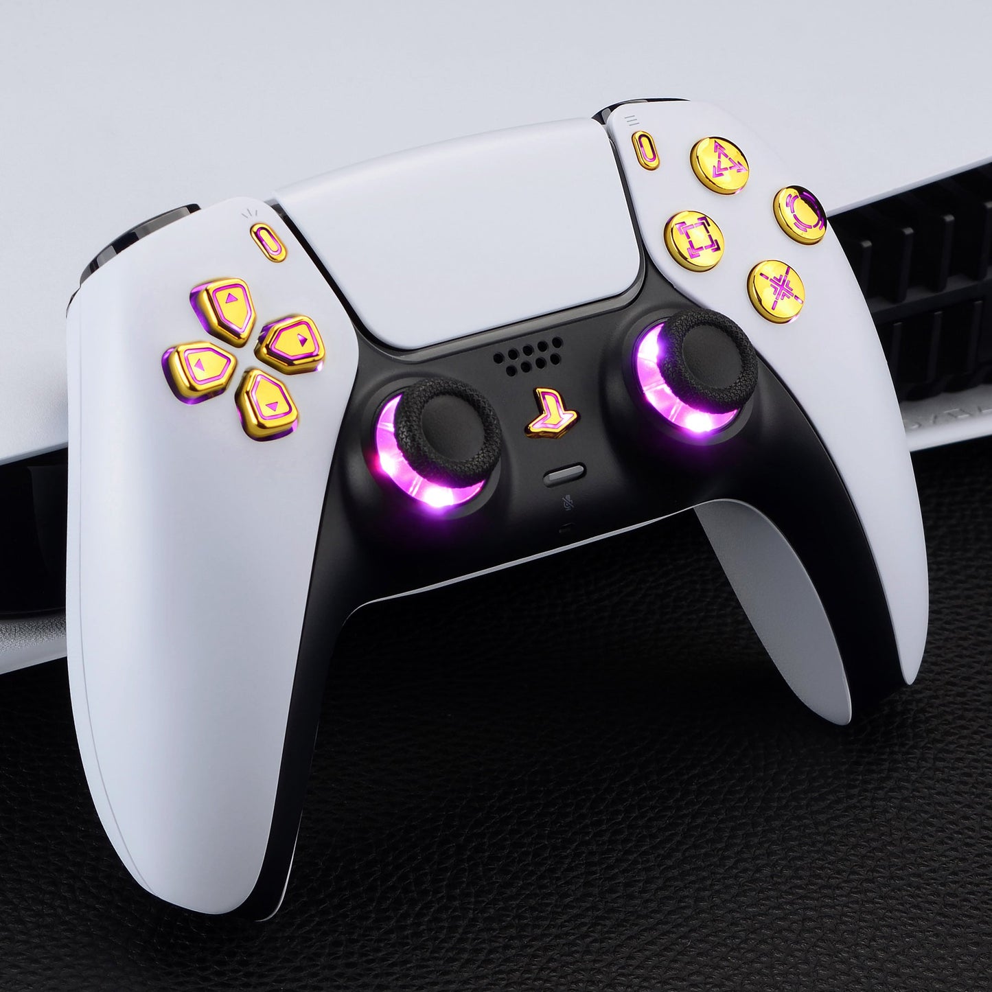 eXtremeRate Retail Multi-Colors Luminated Buttons DTF V3 LED Kit for PS5 Controller BDM-030 - Chrome Gold