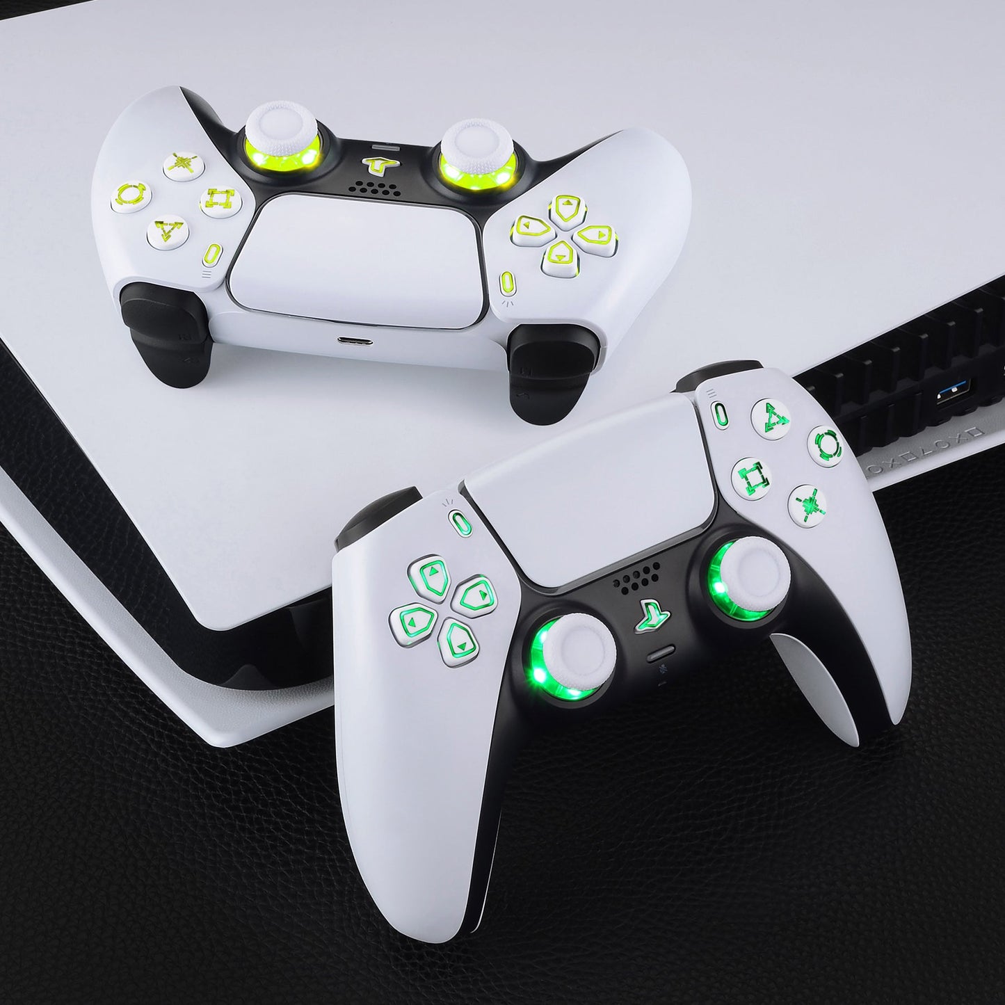 eXtremeRate Retail Multi-Colors Luminated Buttons DTF V3 LED Kit for PS5 Controller BDM-030 - White