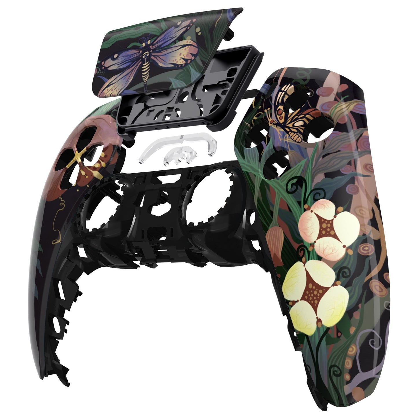 eXtremeRate Retail Mysterious Garden Touchpad Front Housing Shell Compatible with ps5 Controller BDM-010 BDM-020 BDM-030, DIY Replacement Shell Custom Touch Pad Cover Compatible with ps5 Controller - ZPFT1088G3