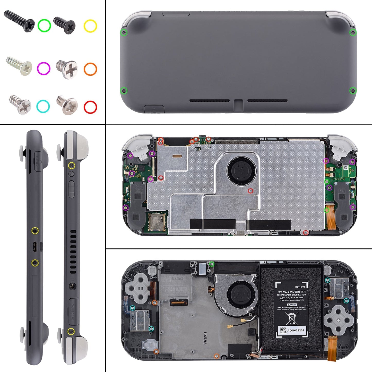 eXtremeRate Retail Clear Black DIY Replacement Shell for NS Switch Lite, NSL Handheld Controller Housing w/ Screen Protector, Custom Case Cover for NS Switch Lite - DLM509