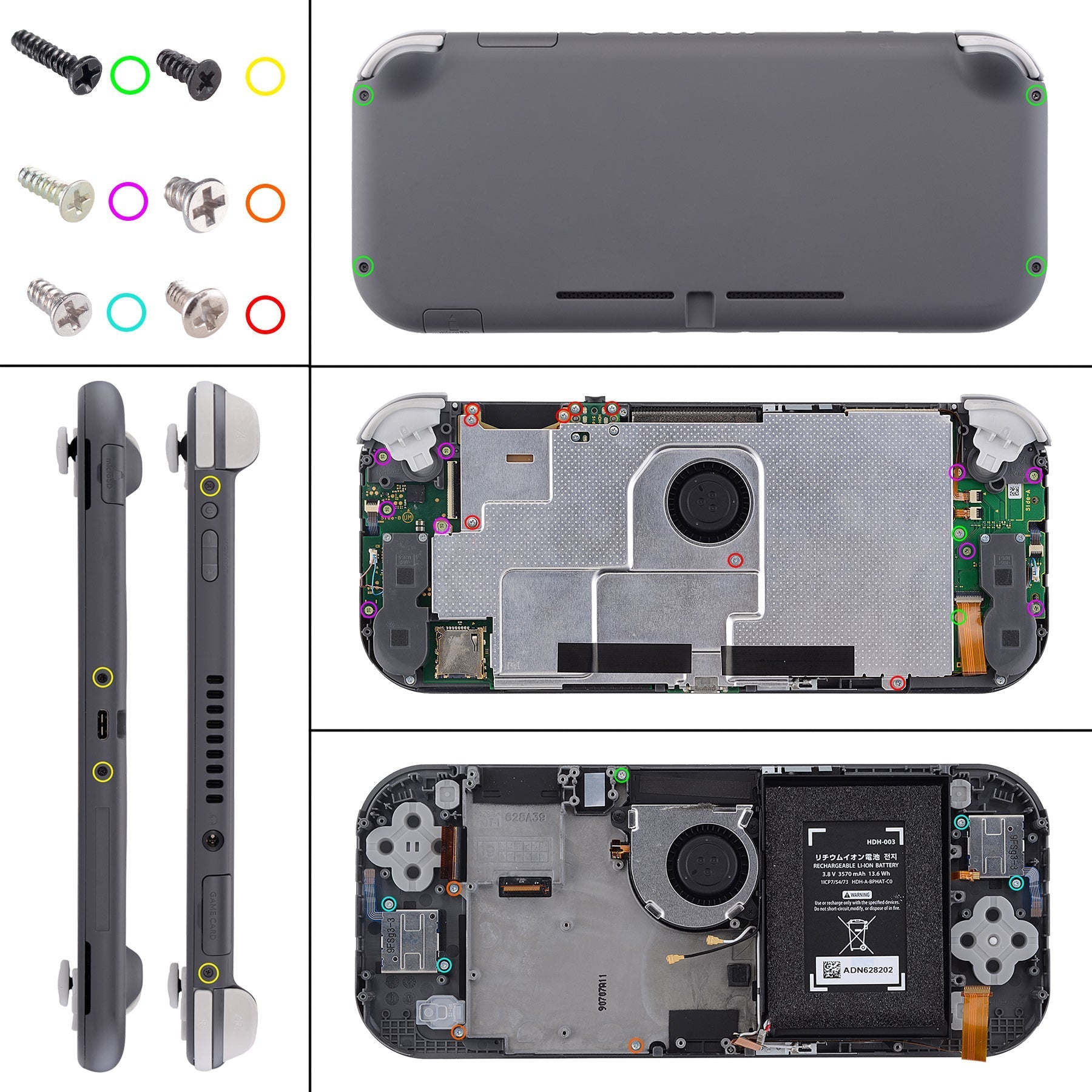 eXtremeRate Retail Clear Atomic Purple DIY Replacement Shell for Nintendo Switch Lite, NSL Handheld Controller Housing with Screen Protector, Custom Case Cover for Nintendo Switch Lite - DLM505