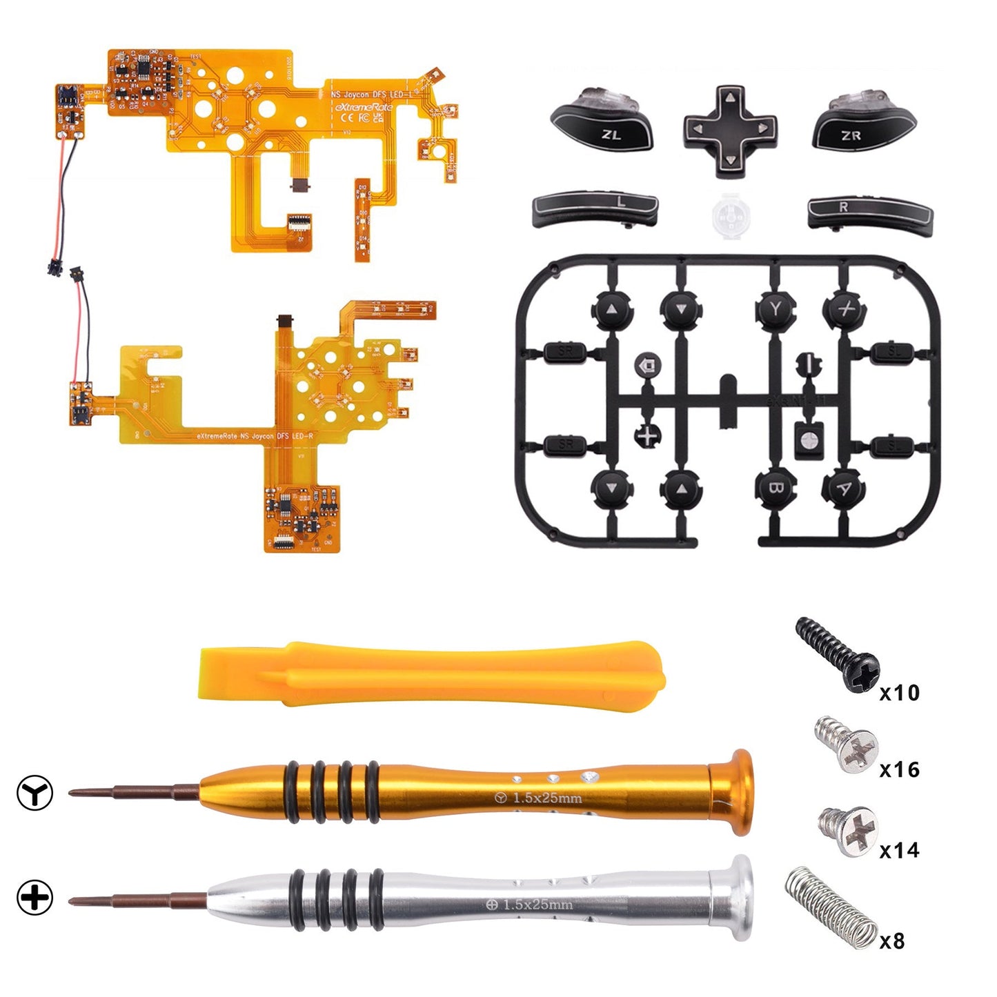 7 Colors 9 Modes NS Joycon DFS LED Kit for NS Switch, Multi-Colors Luminated Classical Symbols ABXY Trigger Face Buttons for NS Switch & Switch OLED Model JoyCon - JoyCon NOT Included - NSLED012G2 eXtremeRate