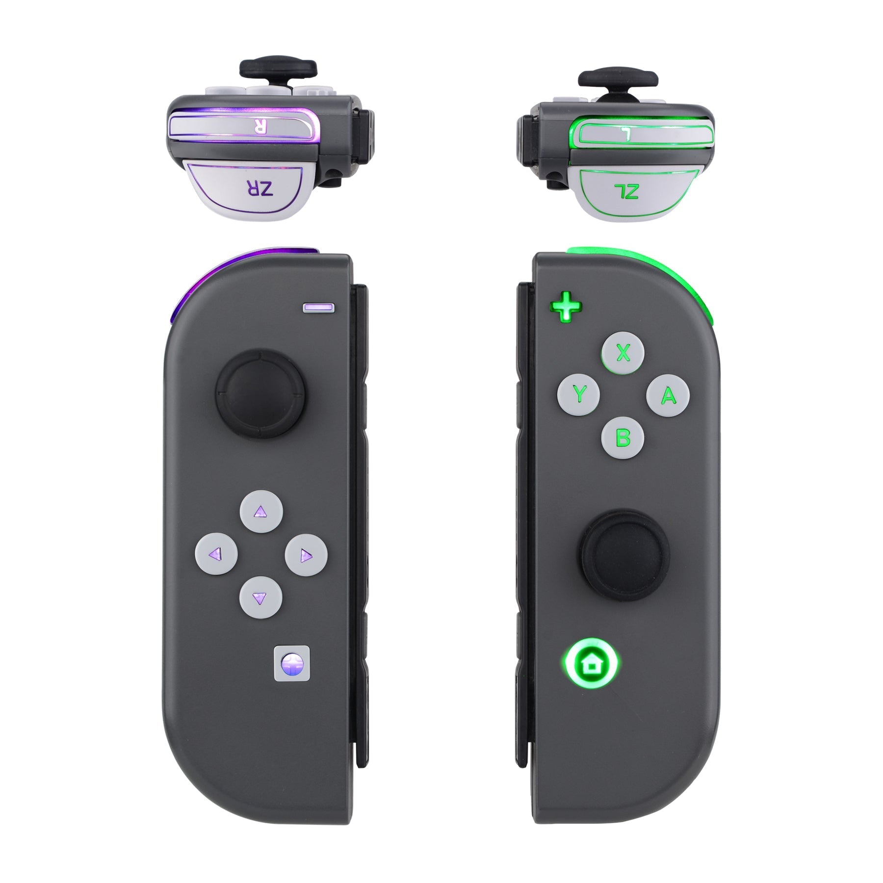 eXtremeRate Retail 7 Colors 9 Modes NS Joycon DFS LED Kit for NS Switch, Multi-Colors Luminated ABXY Trigger Face White Buttons for NS Switch & Switch OLED Model JoyCon - JoyCon NOT Included - NSLED013G2