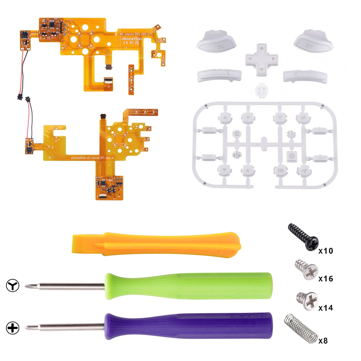 eXtremeRate NSスイッチ&スイッチ有機ELモデルジョイコン用マルチカラー発光ボタンDFS LEDキット【ホワイト】