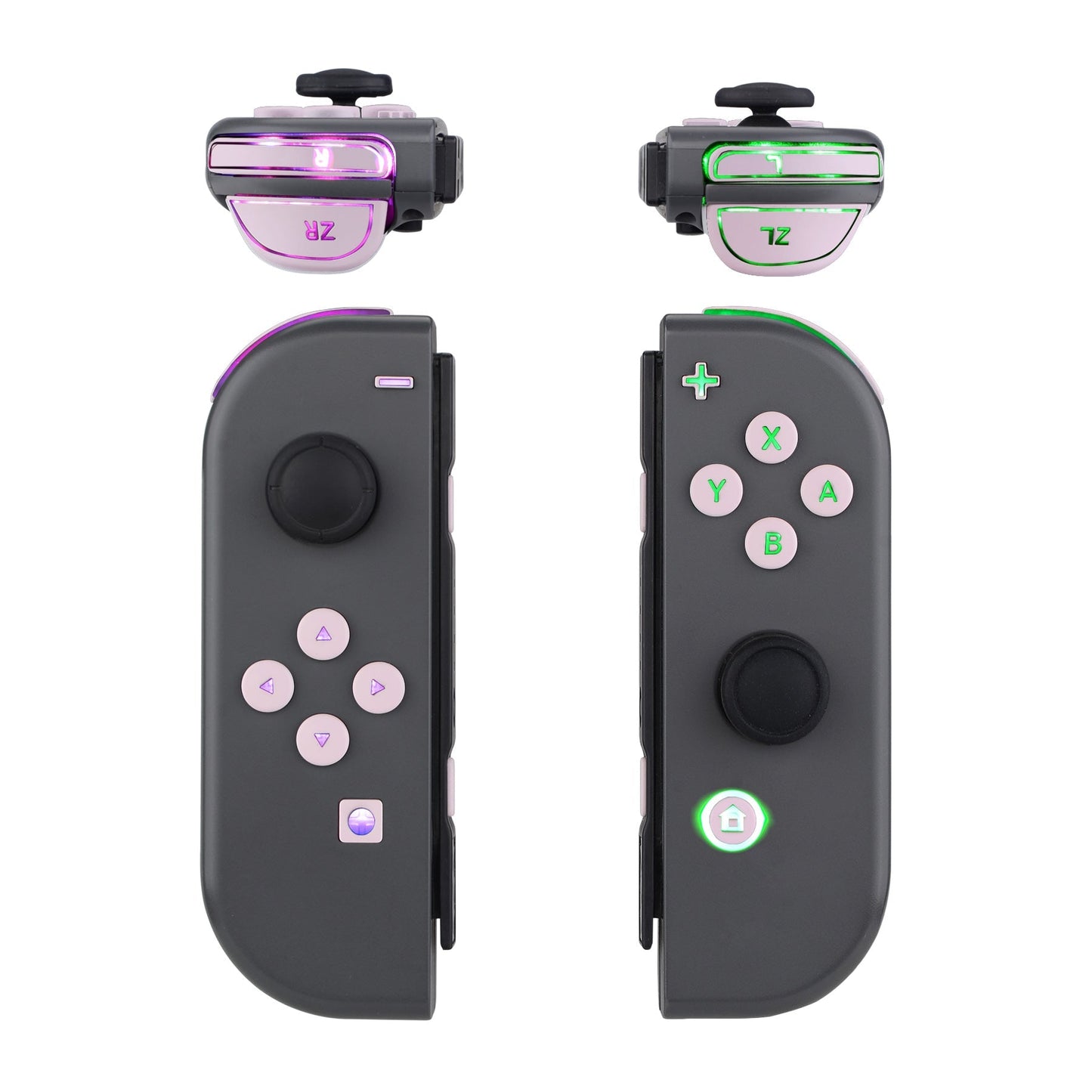 eXtremeRate Retail 7 Colors 9 Modes NS Joycon DFS LED Kit for NS Switch, Multi-Colors Luminated ABXY Trigger Cherry Blossoms Pink Classical Symbols Face Buttons for NS Switch & Switch OLED Model JoyCon - JoyCon NOT Included - NSLED015G2