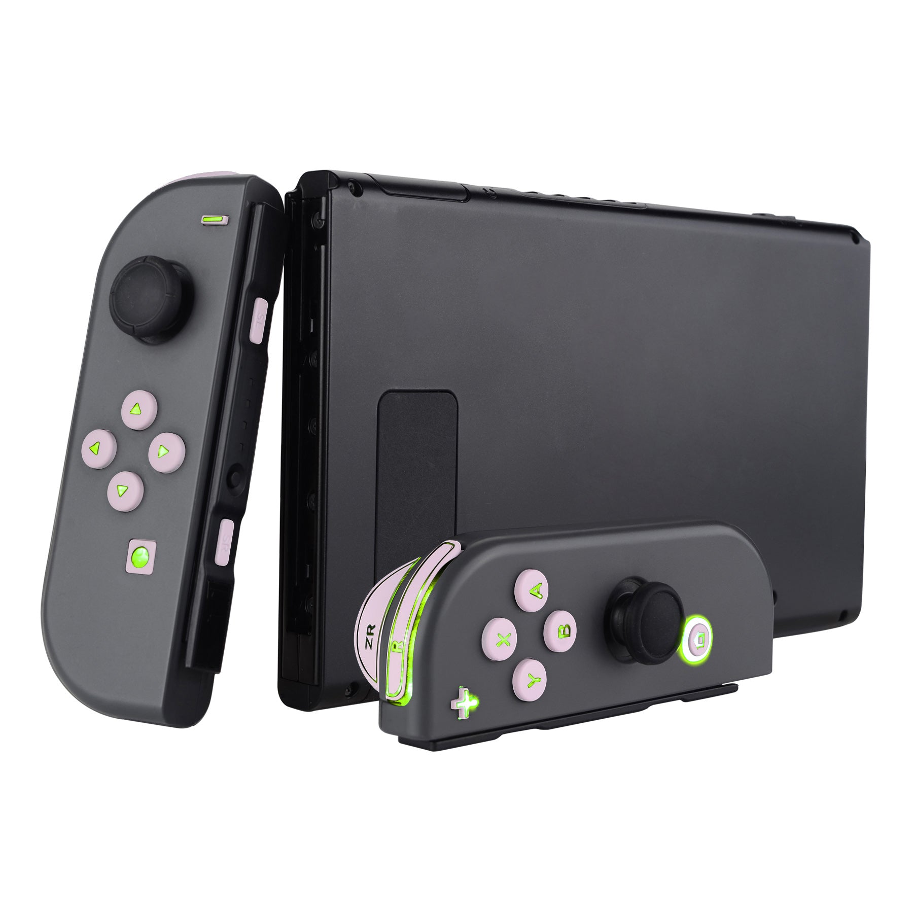 eXtremeRate Retail 7 Colors 9 Modes NS Joycon DFS LED Kit for NS Switch, Multi-Colors Luminated ABXY Trigger Cherry Blossoms Pink Classical Symbols Face Buttons for NS Switch & Switch OLED Model JoyCon - JoyCon NOT Included - NSLED015G2