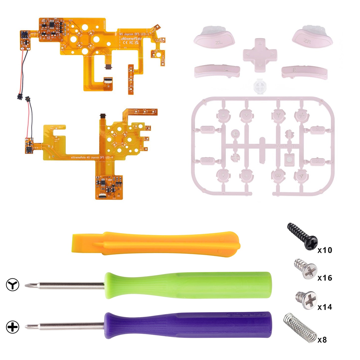 eXtremeRate NSスイッチ&スイッチ有機ELモデルジョイコン用マルチカラー発光ボタンDFS LEDキット【サクラピンク】
