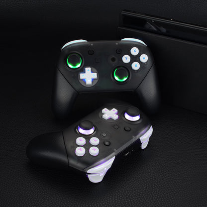 eXtremeRate Retail Multi-Colors Luminated Thumbsticks D-pad ABXY ZR ZL L R White Classic Symbol Buttons DTFS LED Kit for NS Switch Pro Controller - 9 Colors Modes 6 Areas DIY Option Button Control - NSLED017