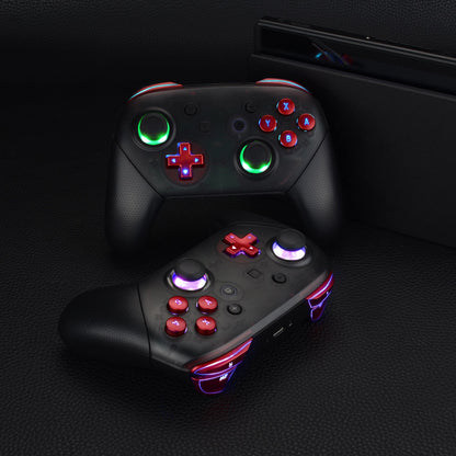 eXtremeRate Retail Multi-Colors Luminated Thumbsticks D-pad ABXY ZR ZL L R Scarlet Red Classic Symbol Buttons DTFS LED Kit for NS Switch Pro Controller - 9 Colors Modes 6 Areas DIY Option Button Control - NSLED019