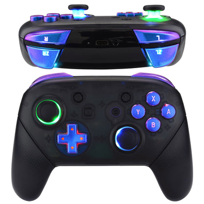 eXtremeRate Retail Multi-Colors Luminated Thumbsticks D-pad ABXY ZR ZL L R Chameleon Purple Blue Classic Symbol Buttons DTFS LED Kit for NS Switch Pro Controller - 9 Colors Modes 6 Areas DIY Option Button Control - NSLED020