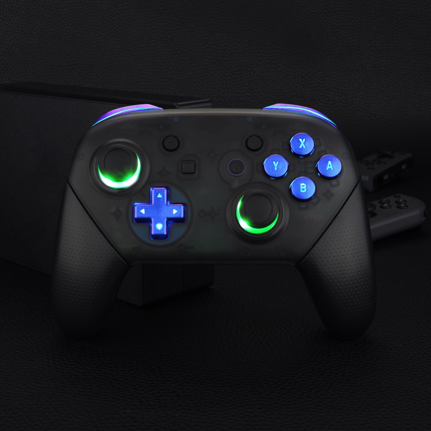 eXtremeRate Retail Multi-Colors Luminated Thumbsticks D-pad ABXY ZR ZL L R Chameleon Purple Blue Classic Symbol Buttons DTFS LED Kit for NS Switch Pro Controller - 9 Colors Modes 6 Areas DIY Option Button Control - NSLED020