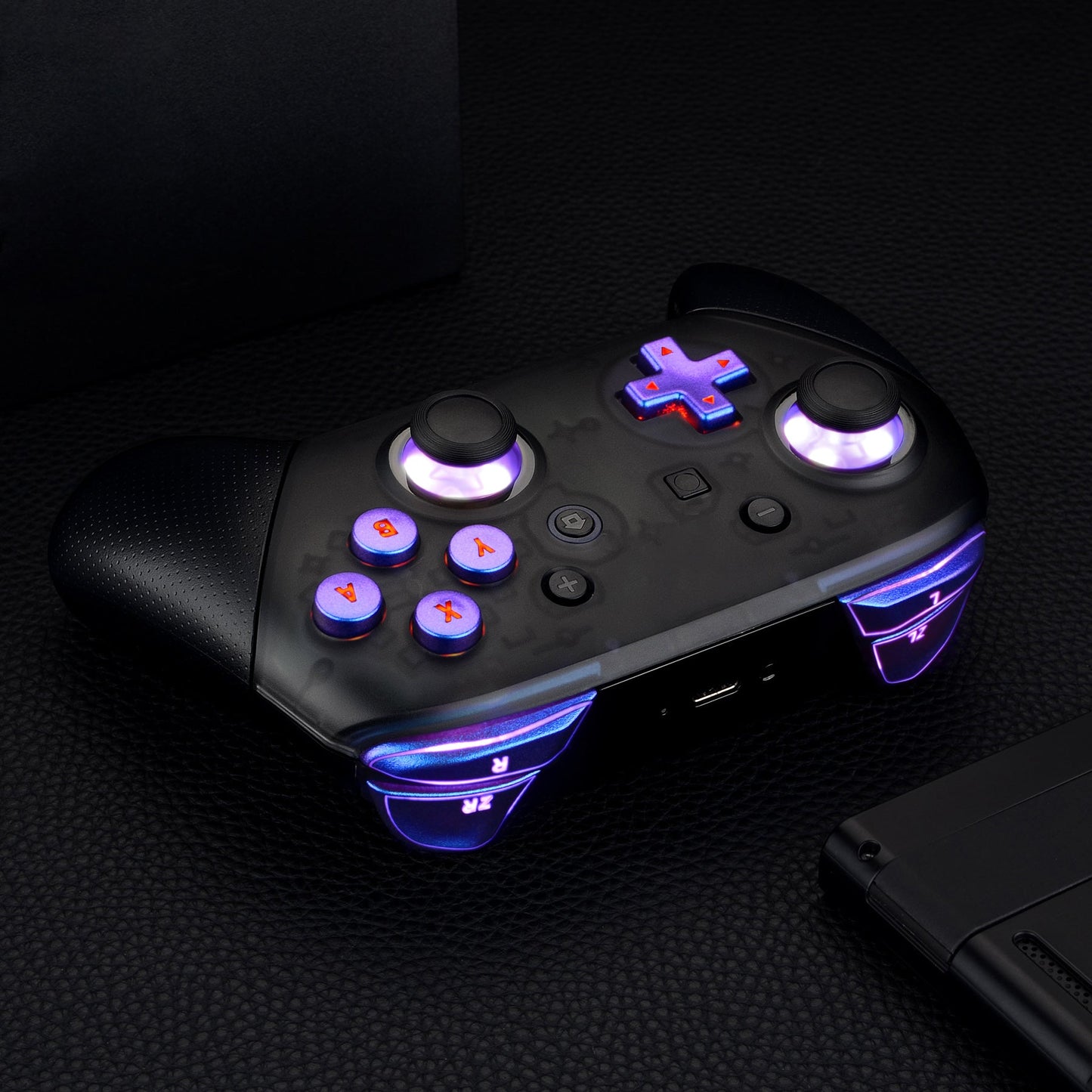 eXtremeRate Retail Multi-Colors Luminated Thumbsticks D-pad ABXY ZR ZL L R Chameleon Purple Blue Classic Symbol Buttons DTFS LED Kit for NS Switch Pro Controller - 9 Colors Modes 6 Areas DIY Option Button Control - NSLED020