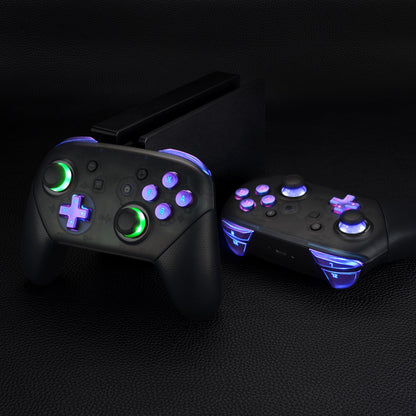 eXtremeRate Retail Multi-Colors Luminated Thumbsticks D-pad ABXY ZR ZL L R Chameleon Purple Blue Classic Symbol Buttons DTFS LED Kit for NS Switch Pro Controller - 9 Colors Modes 6 Areas DIY Option Button Control - NSLED020