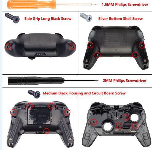 eXtremeRate Retail Textured Black Replacement Handle Grips for Nintendo Switch Pro Controller, 3D Splashing DIY Hand Grip Shell for Nintendo Switch Pro - Controller NOT Included - GRP312