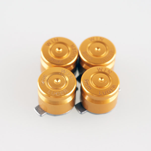 eXtremeRate Retail Alloy Metal Gold Customized Bullet Action Buttons Custom Kits for ps4 Controller - P3J0201