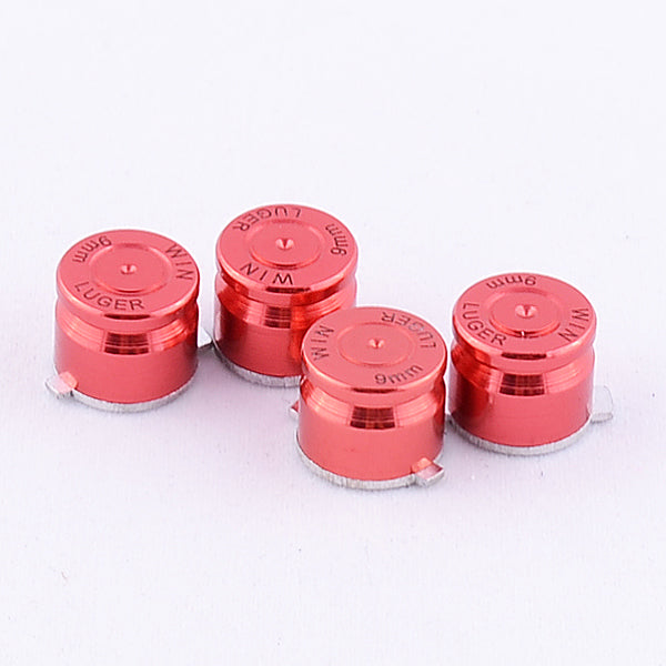 eXtremeRate Retail Aluminum Red Customized Bullet Action Buttons Custom Kits for ps4 Controller - P3J0203