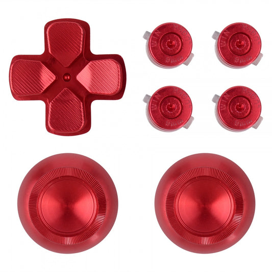 eXtremeRate Retail Metal Red Repair ThumbSticks Action Buttons Dpad for ps4 Pro Slim Controller -P4AJ0007GC