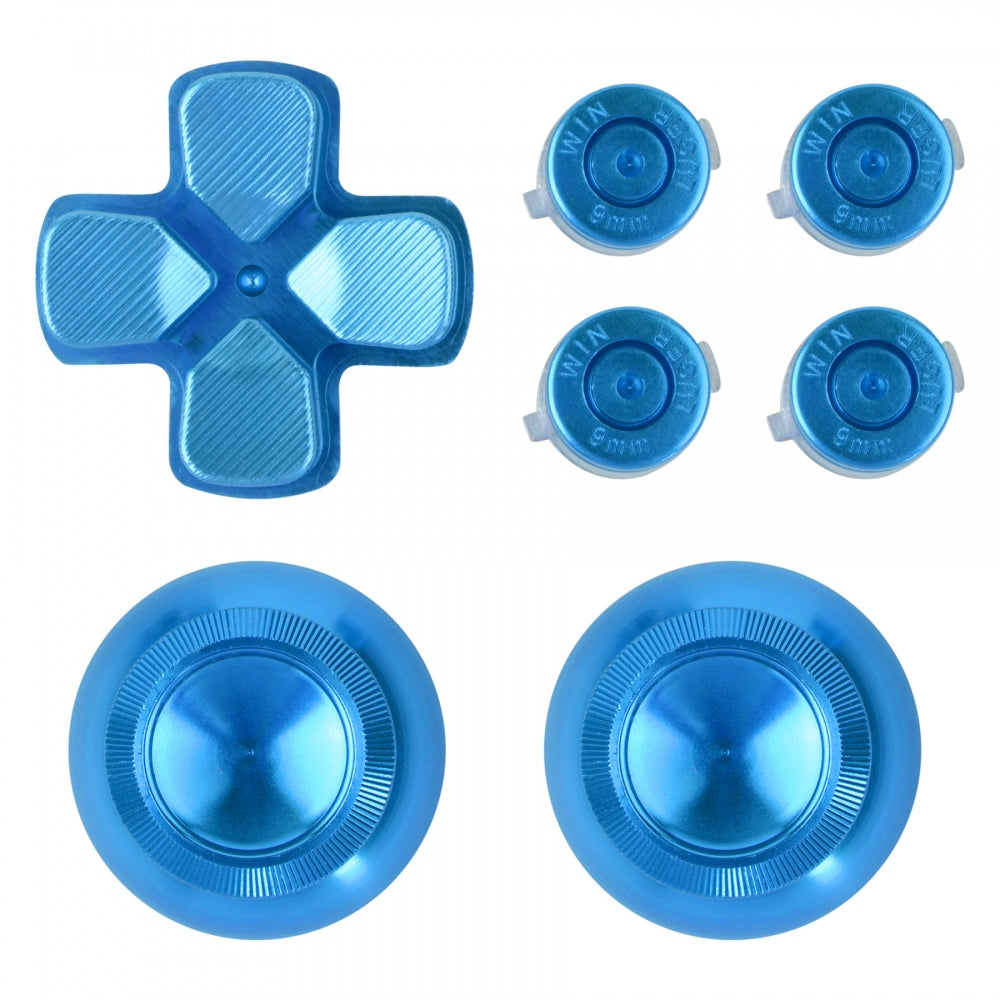 eXtremeRate Retail Metal Blue Repair ThumbSticks Action Buttons Dpad for ps4 Pro Slim Controller -P4AJ0009GC