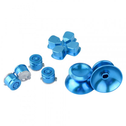 eXtremeRate Retail Metal Blue Repair ThumbSticks Action Buttons Dpad for ps4 Pro Slim Controller -P4AJ0009GC