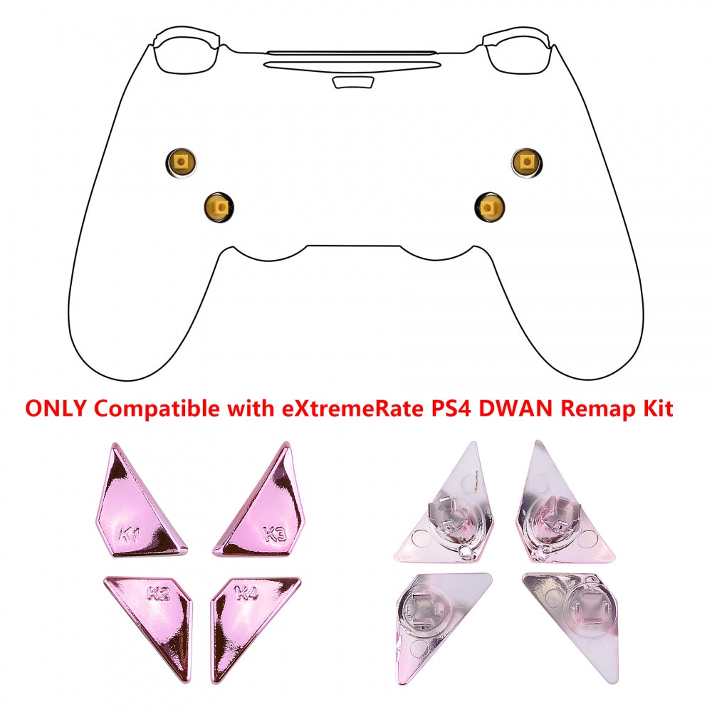 eXtremeRate Retail Chrome Pink Glossy Replacement Redesigned Back Buttons K1 K2 K3 K4 Paddles for eXtremeRate ps4 Controller Dawn Remap Kit - P4GZ023