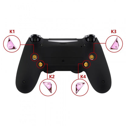 eXtremeRate Retail Chrome Pink Glossy Replacement Redesigned Back Buttons K1 K2 K3 K4 Paddles for eXtremeRate ps4 Controller Dawn Remap Kit - P4GZ023