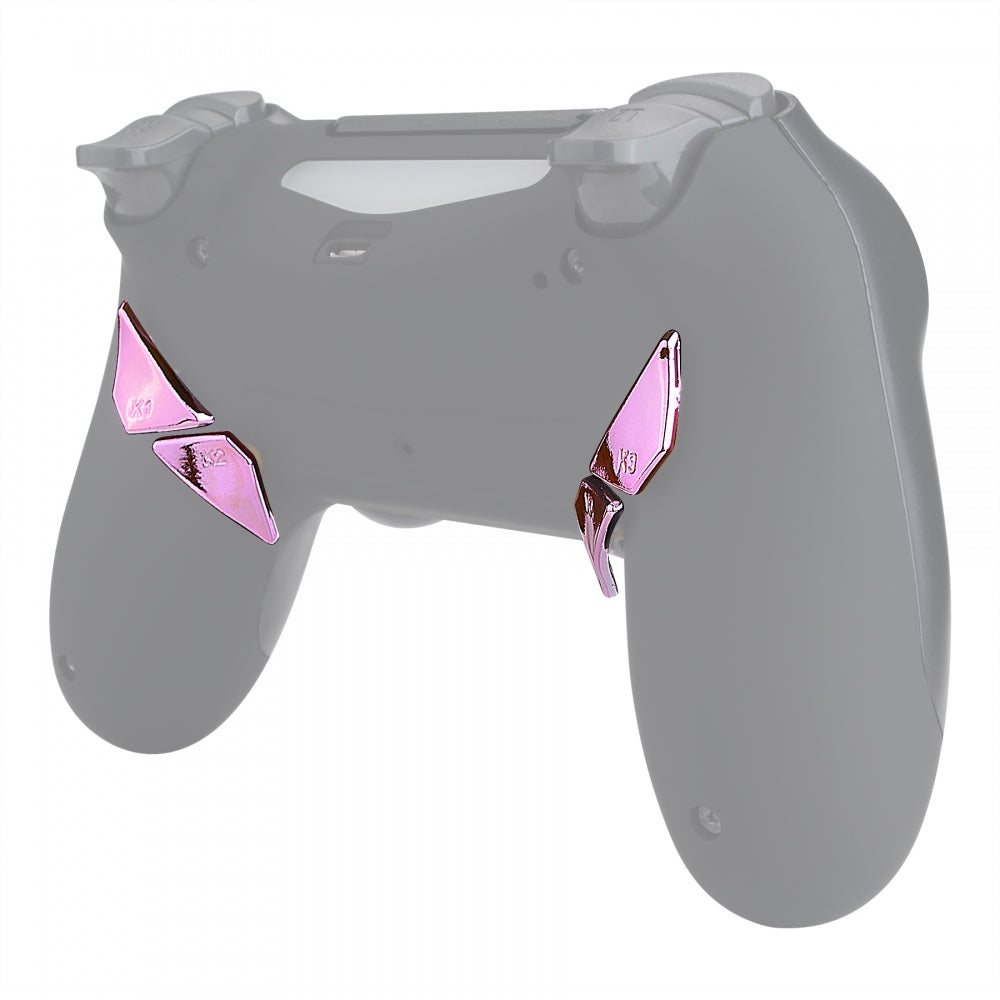 eXtremeRate Retail Chrome Pink Glossy Replacement Redesigned Back Buttons K1 K2 K3 K4 Paddles for eXtremeRate ps4 Controller Dawn Remap Kit - P4GZ023