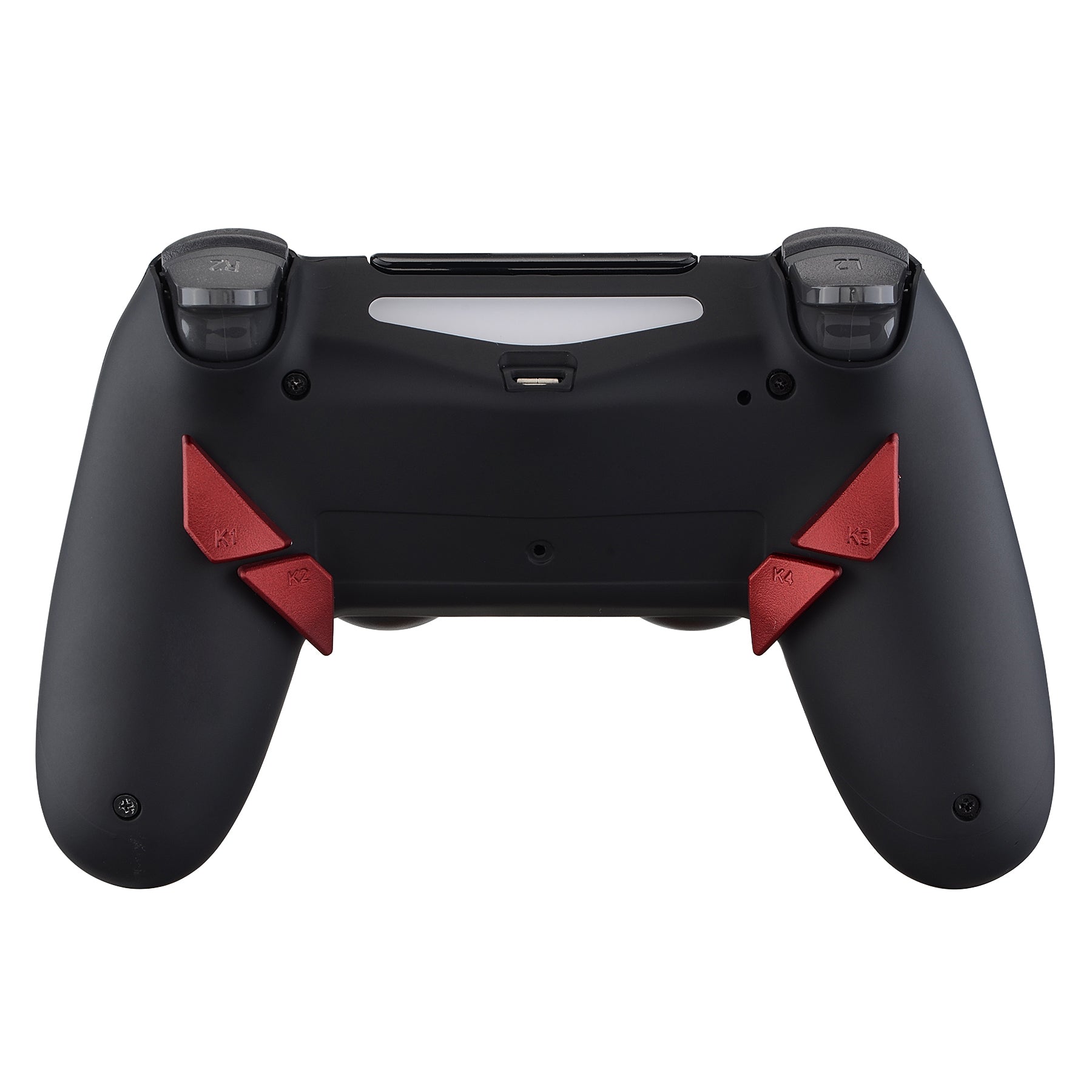 eXtremeRate Retail Soft Touch Scarlet Red Replacement Redesigned Back Buttons K1 K2 K3 K4 Paddles for eXtremeRate ps4 Controller Dawn Remap Kit - P4GZ024