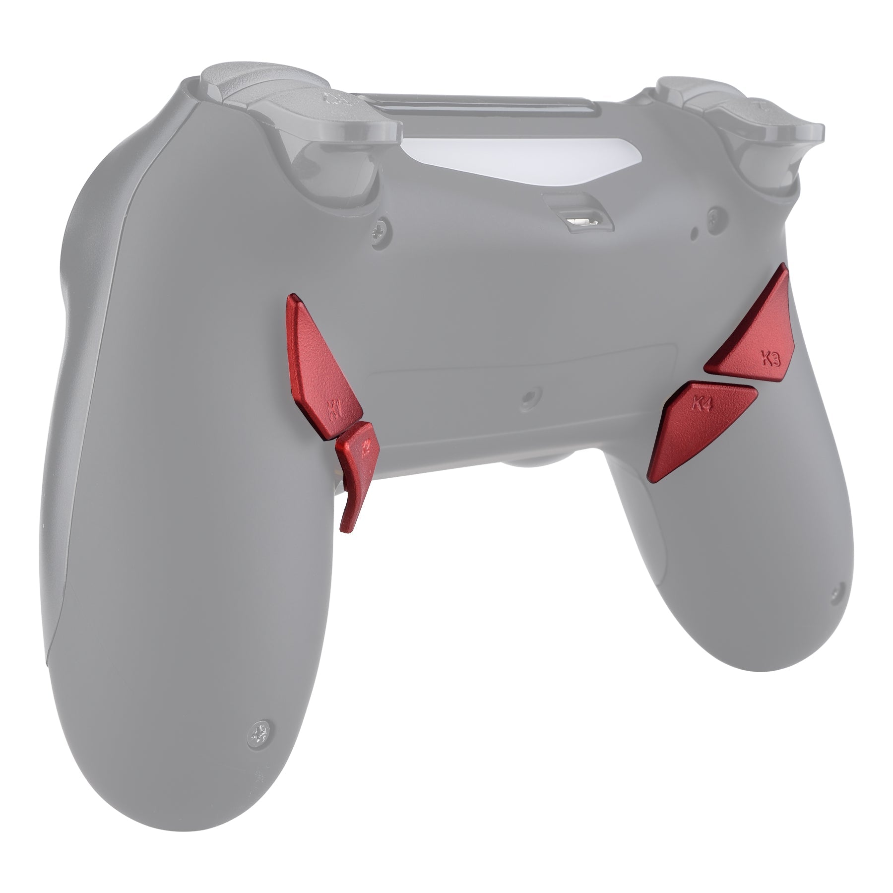 eXtremeRate Retail Soft Touch Scarlet Red Replacement Redesigned Back Buttons K1 K2 K3 K4 Paddles for eXtremeRate ps4 Controller Dawn Remap Kit - P4GZ024