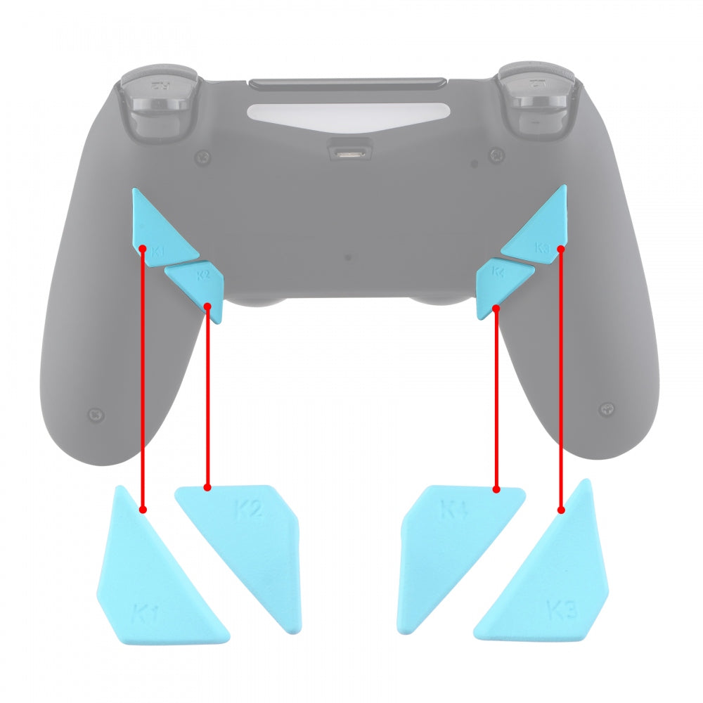 eXtremeRate Retail Soft Touch Heaven Blue Replacement Redesigned Back Buttons K1 K2 K3 K4 Paddles for ps4 Controller Dawn Remap Kit - P4GZ027