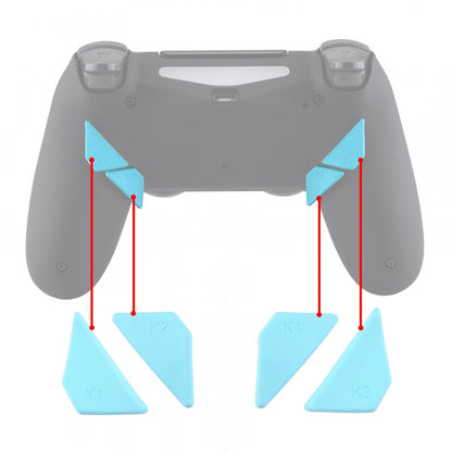 eXtremeRate Retail Soft Touch Heaven Blue Replacement Redesigned Back Buttons K1 K2 K3 K4 Paddles for ps4 Controller Dawn Remap Kit - P4GZ027