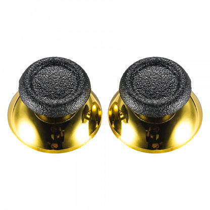 eXtremeRate Retail Replacement Chrome Gold Buttom Black Rubber Thumbsticks For ps4 Controller - P4J0119